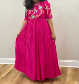 Pink Peacock- designer dress with zardosi work