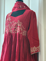 Grape wine design pink mul cotton kurti set