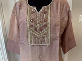 Tissue silk kurti set with hand work
