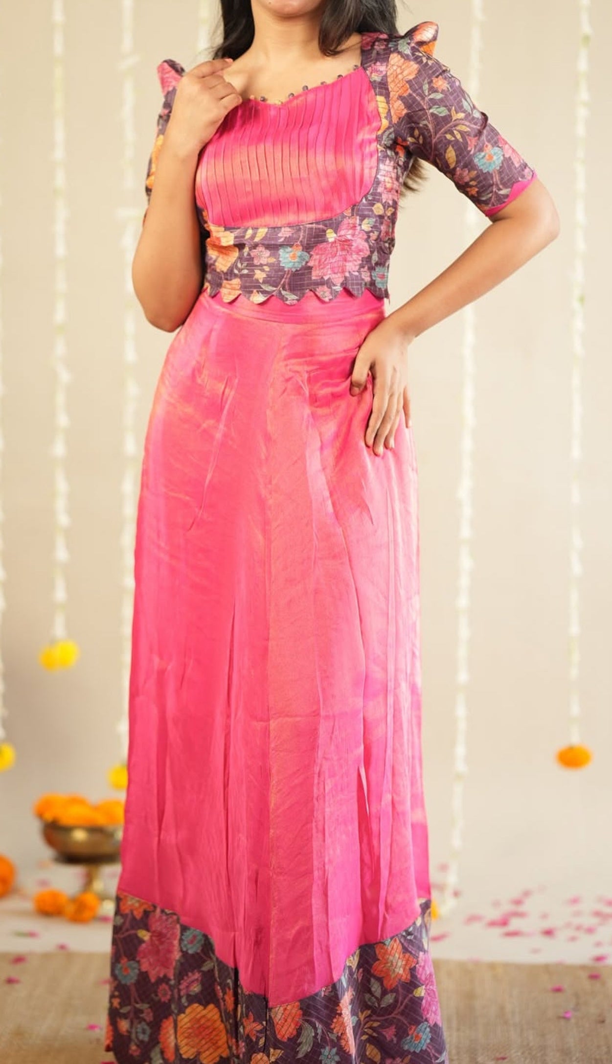 Tissue silk crop top set