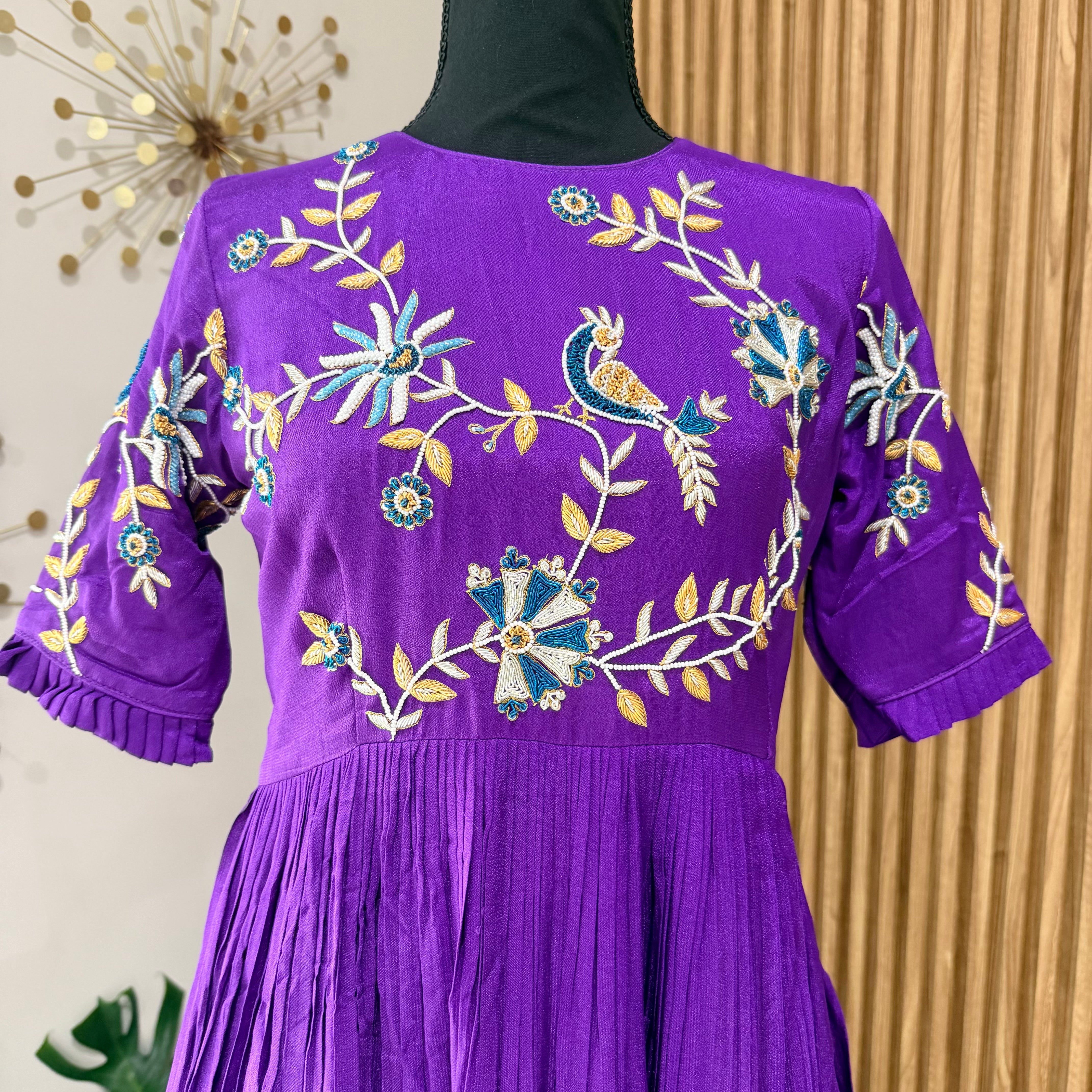 Violet Peacock- designer dress with zardosi work