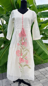Off white Mul Chanderi set with patch work