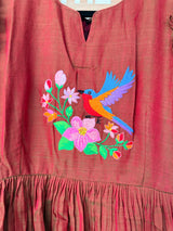 Browish maroon narayanpet frock with thread work