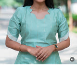 Torqoise green cotton silk 3 piece set