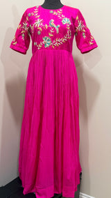 Pink Peacock- designer dress with zardosi work