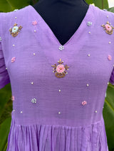 Purple mul chanderi frock