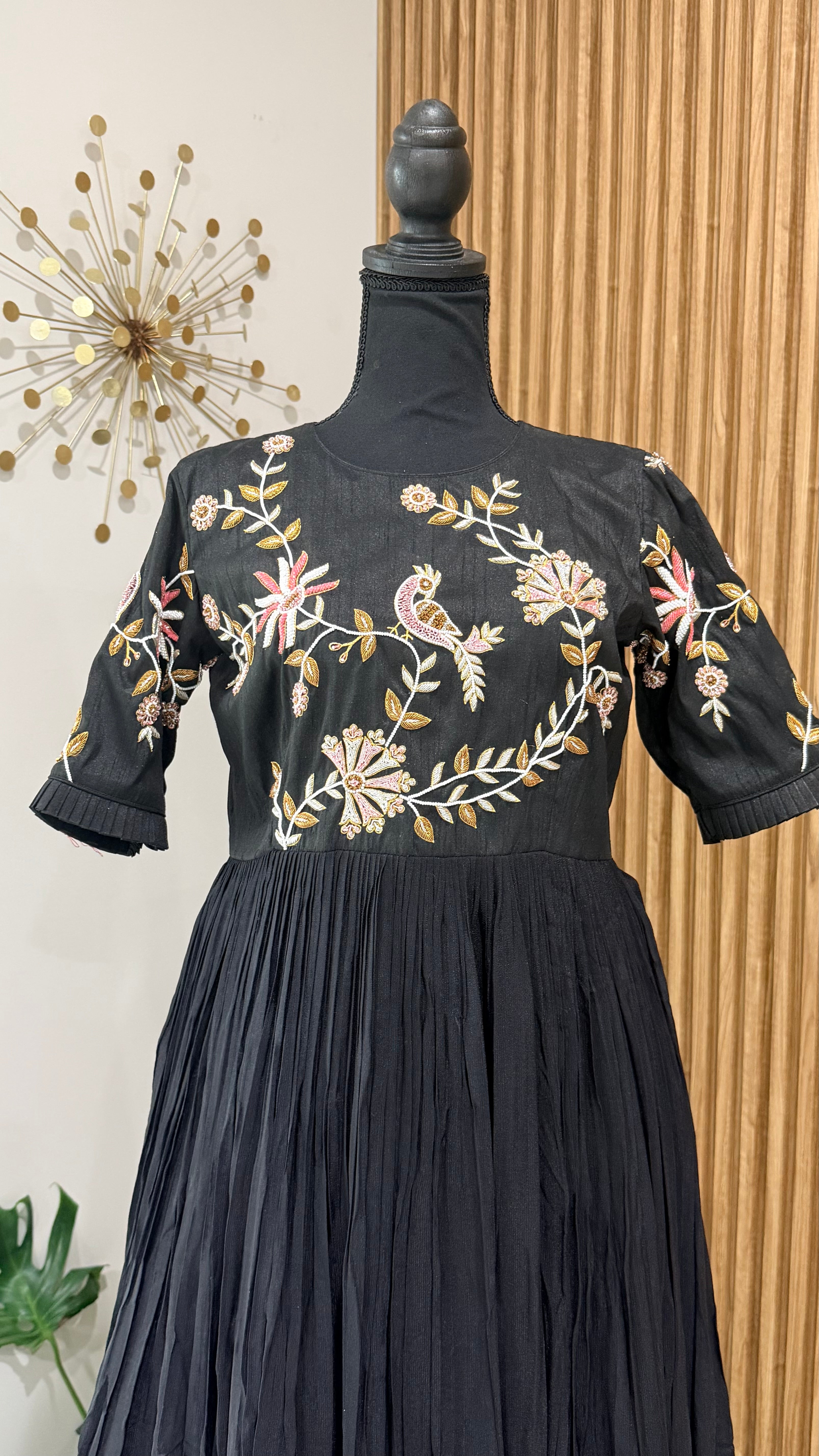 Black Peacock- designer dress with zardosi work