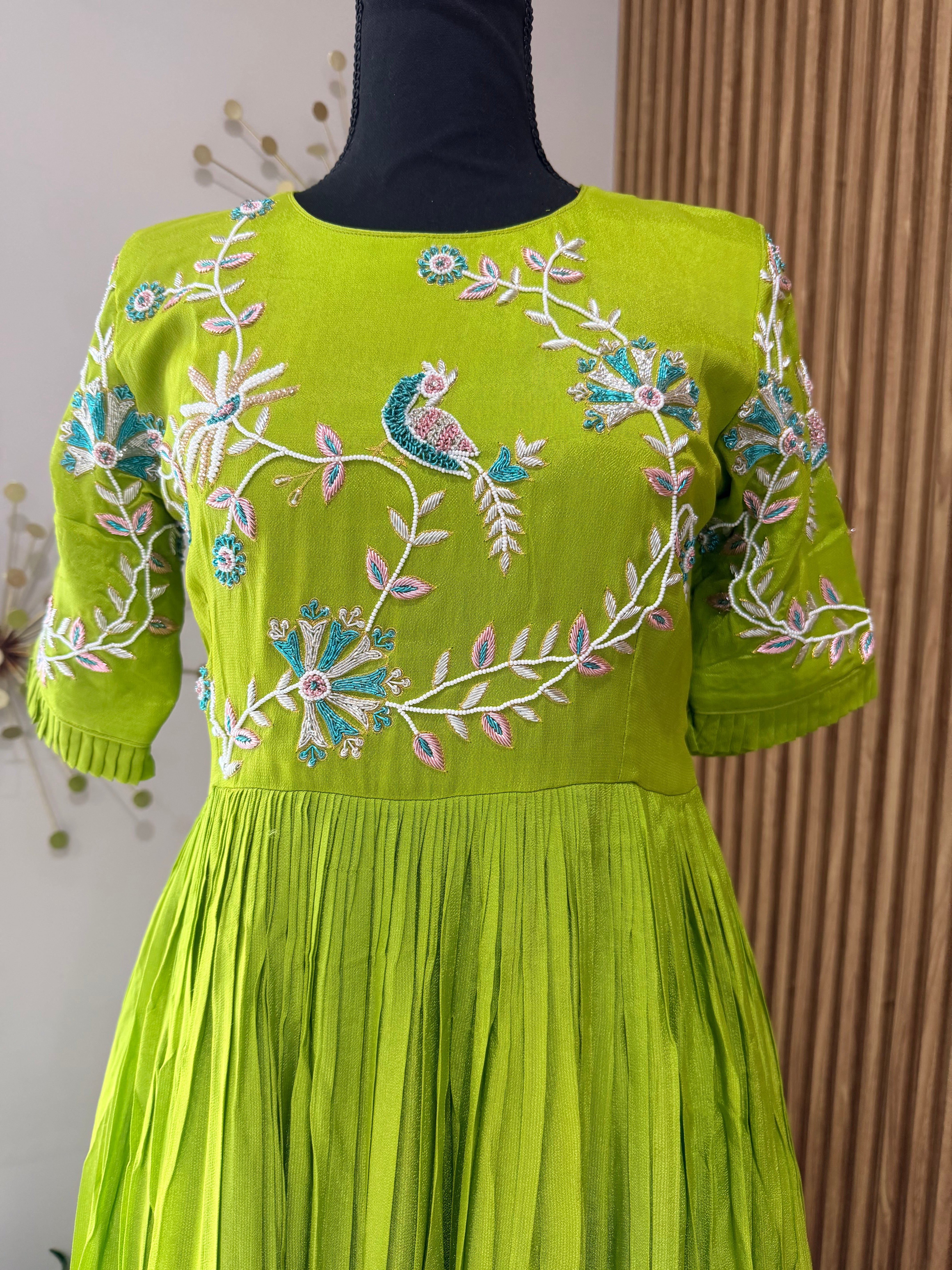 Pista green Peacock- designer dress