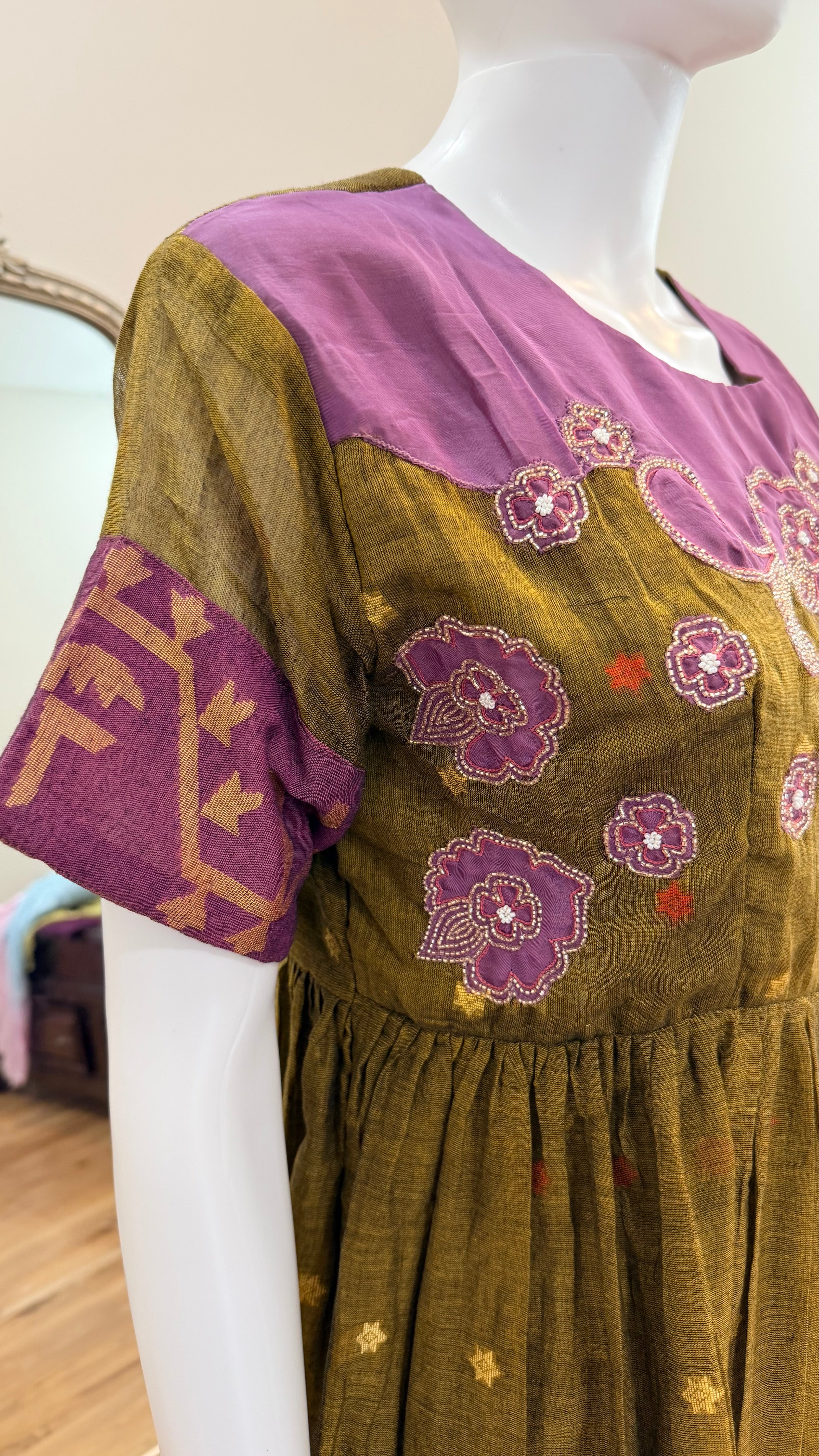 Jamdani handloom mehendi dress