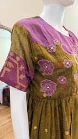 Jamdani handloom mehendi dress