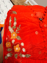 Orange Party wear chinnon dress