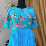 Blue Peacock- designer dress with zardosi work