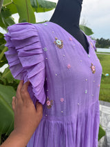 Purple mul chanderi frock