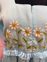 Sky blue and pink floral chinnon dress