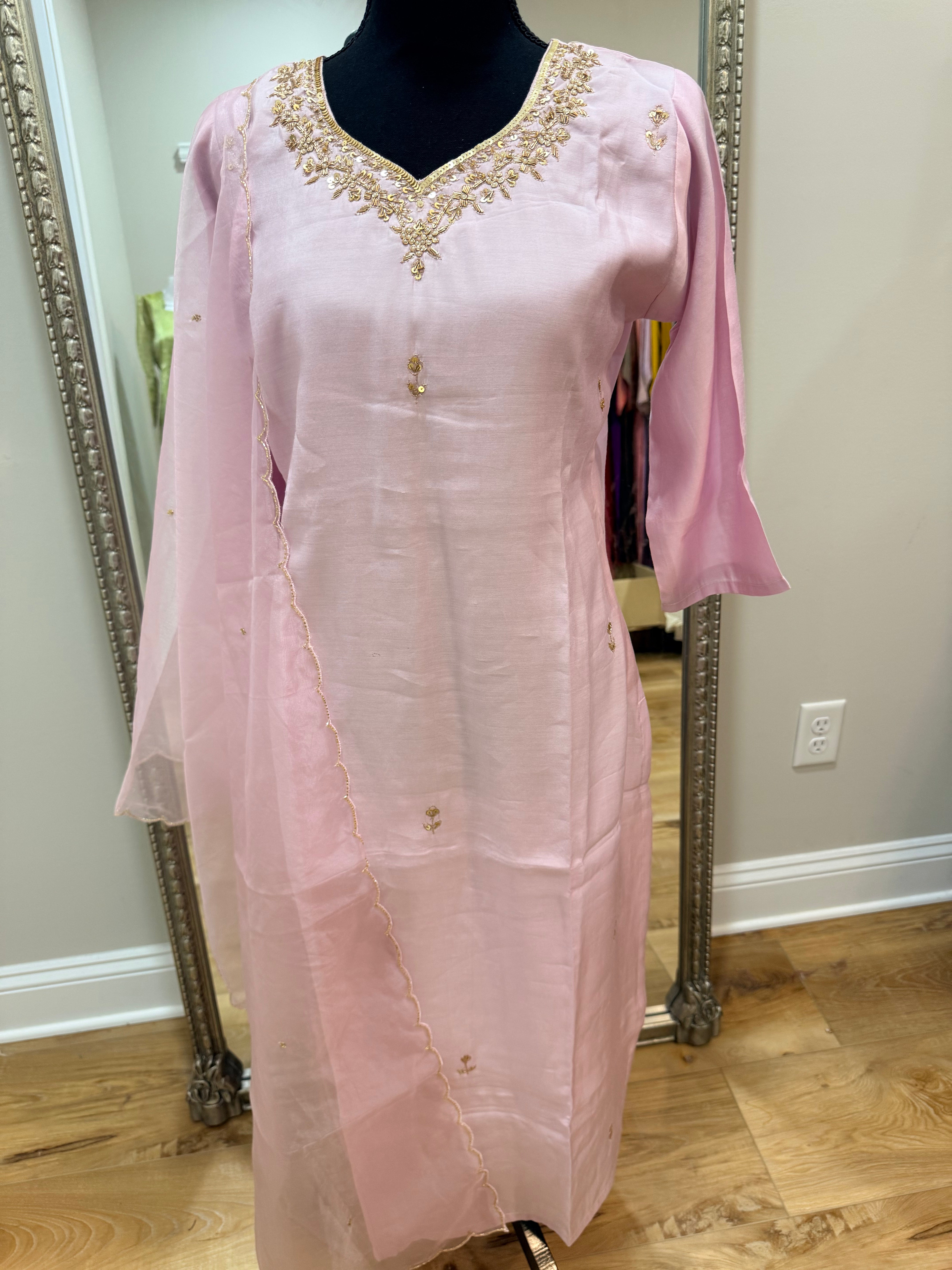 Lavender Roman silk kurti set