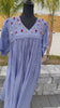 Cornflower blue mul chanderi frock with knot work