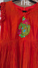 Orange Narayanpet frock with thread work on yoke