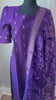 Violet raw silk 3 piece kurti set with gold leggings