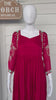 Red chinnon dress with hand work on hands