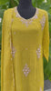 Yellow Mul Chanderi set with pitta work