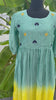 Ombre green and yellow mul chanderi frock