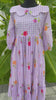 Lavender- Gingham checks mul chanderi frock