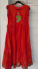 Orange Narayanpet frock with thread work on yoke