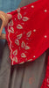 Red chinnon layered frock with hand work