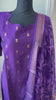 Violet raw silk 3 piece kurti set with gold leggings