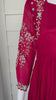 Red chinnon dress with hand work on hands