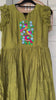 Olive green narayanpet frock with thread work