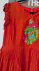 Orange Narayanpet frock with thread work on yoke
