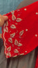 Red chinnon layered frock with hand work